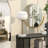 Metal White Table Lamp with Round Ribbed Shade