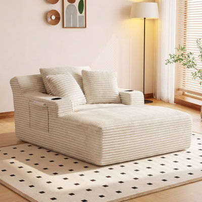 Oversized Modern Convertible Chaise Lounge Chair, Ergonomic Pocket Spring Support, No Assembly Required