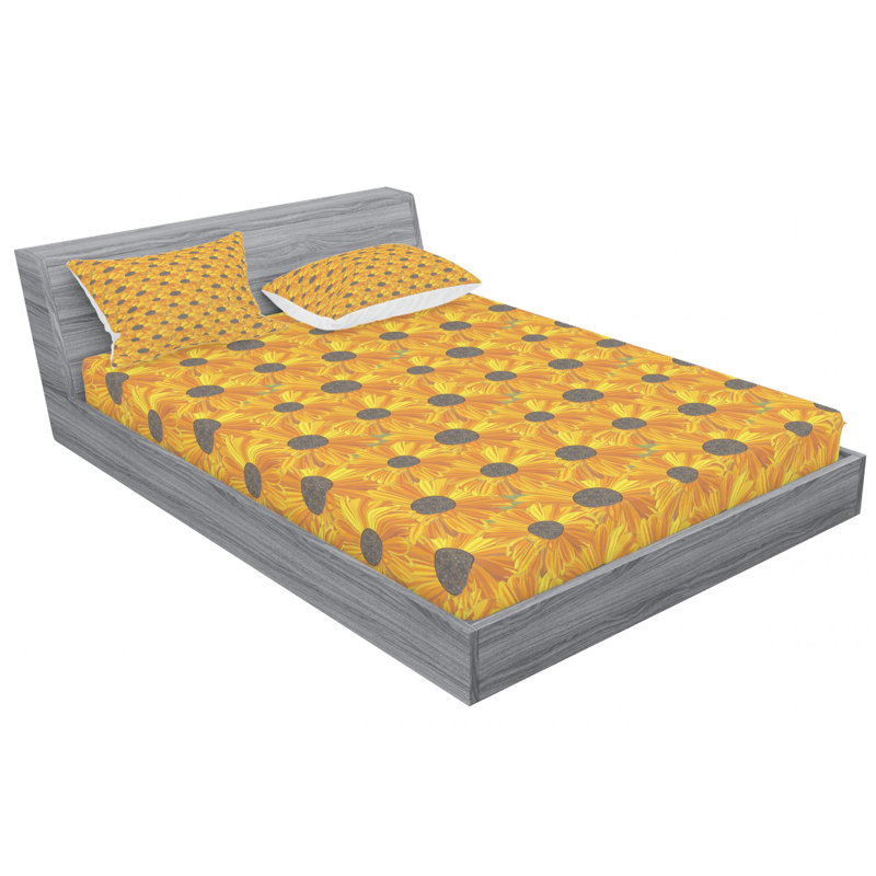 Microfiber Floral Sheet Set, Queen Sheet Set with Fitted Sheet