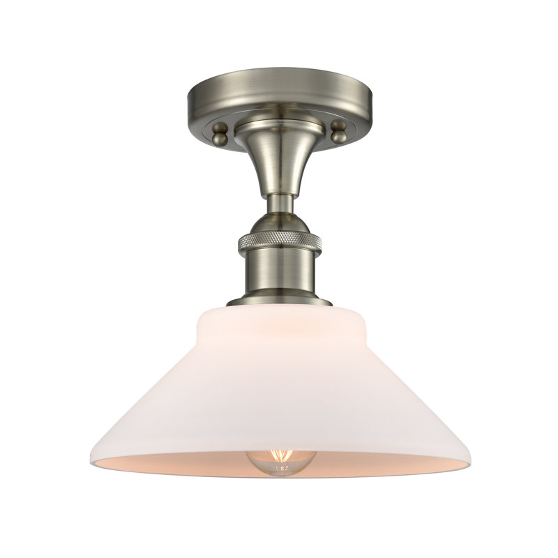 Newton St Loe Semi Flush Mount, Brushed Satin Nickel, Matte White, No Bulb Included