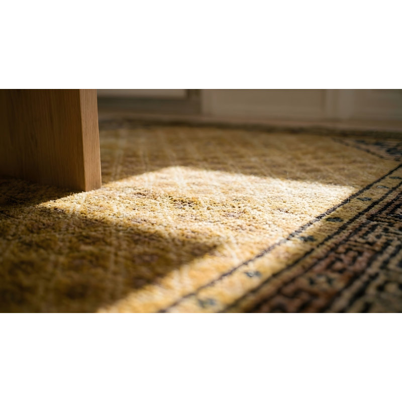 Antique Ningxia Hallway Runner Silk Gold Rug