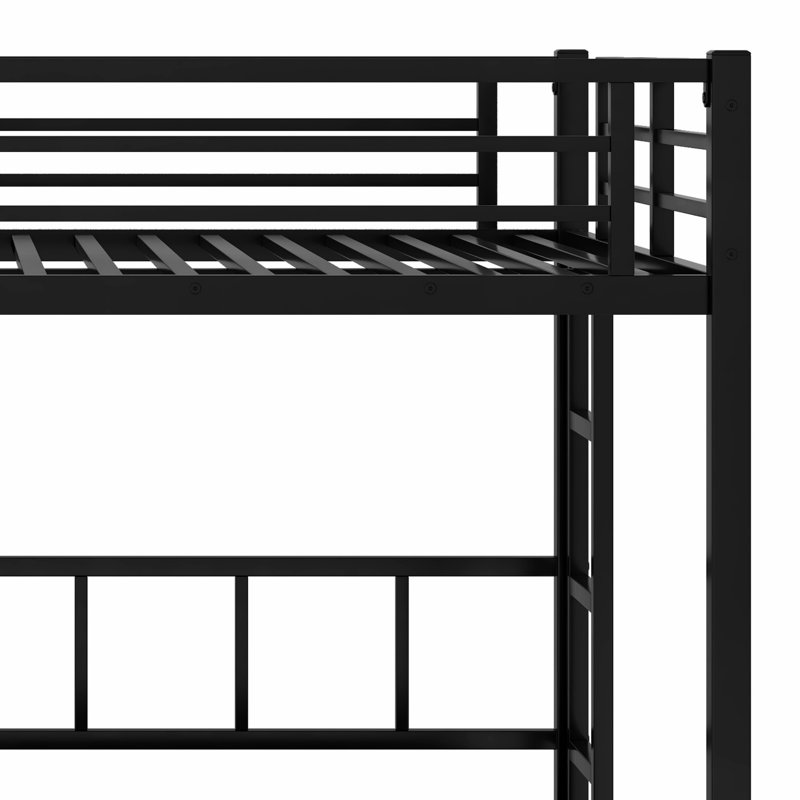 Metal Bunk Bed With Wardrobe, Trundle, Foldable Desk, Ladders, Queen Over Twin