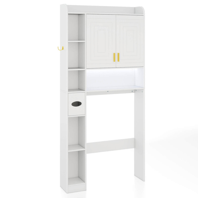 Over Toilet Shelf Freestanding Storage Cabinet Above Toilet with 2-Door Cabinet White