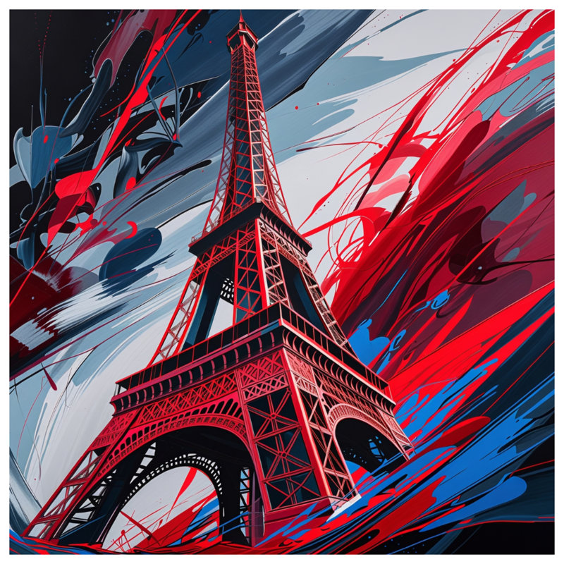 Tapisserie murale Tour Eiffel - Décoration murale architecture, H 104 po x 88 avec 4 œillets