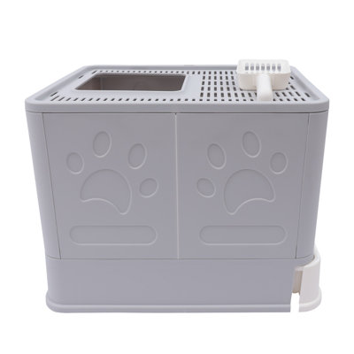 16" Enclosed Large Cat Litter Box Kitty Toilet House Self-Cat Litter Box