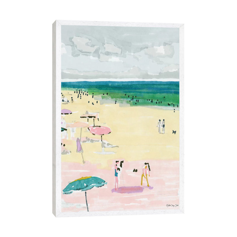 Beach Days II - Painting on Canvas, 66.04cm H x 45.72cm W x 3.81cm D, White Floater Framed