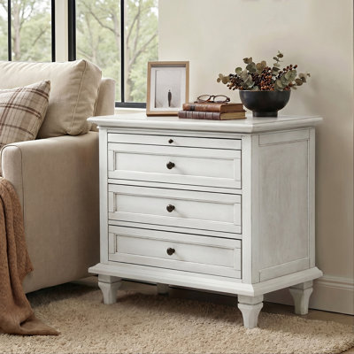 Arthelia Traditional 28.37''W 3-Drawer End Table with Charging Station and Pull-out Shelf