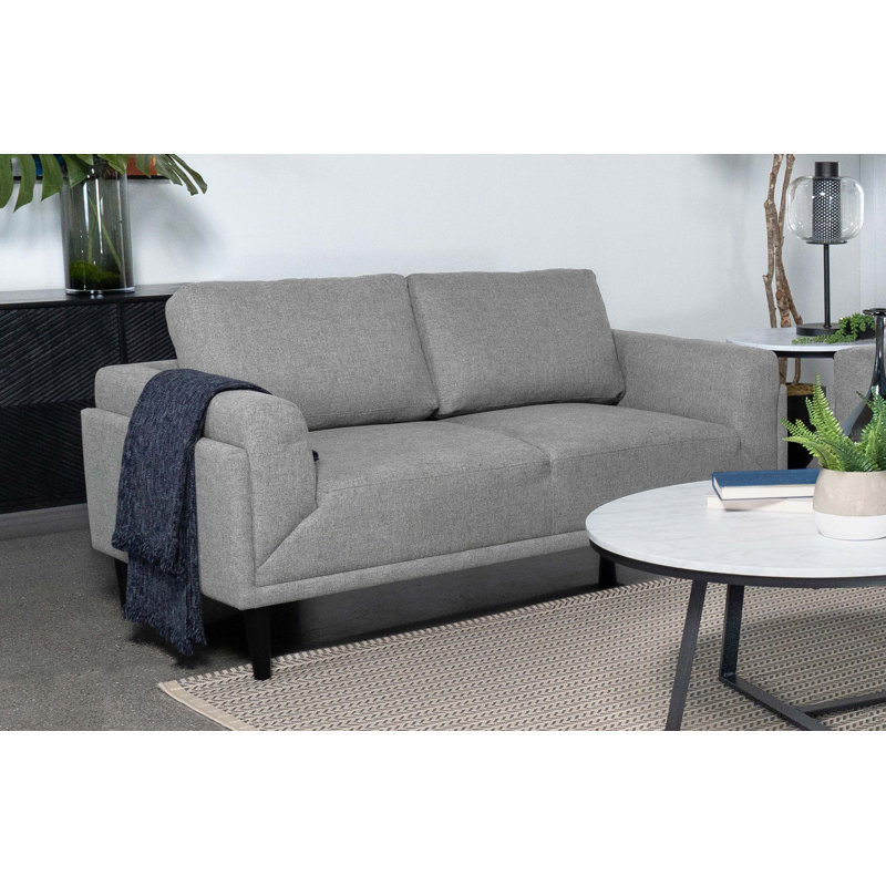 Birju Upholstered Sofa, Brown Polyester Blend, 33" H x 64" W x 35" D