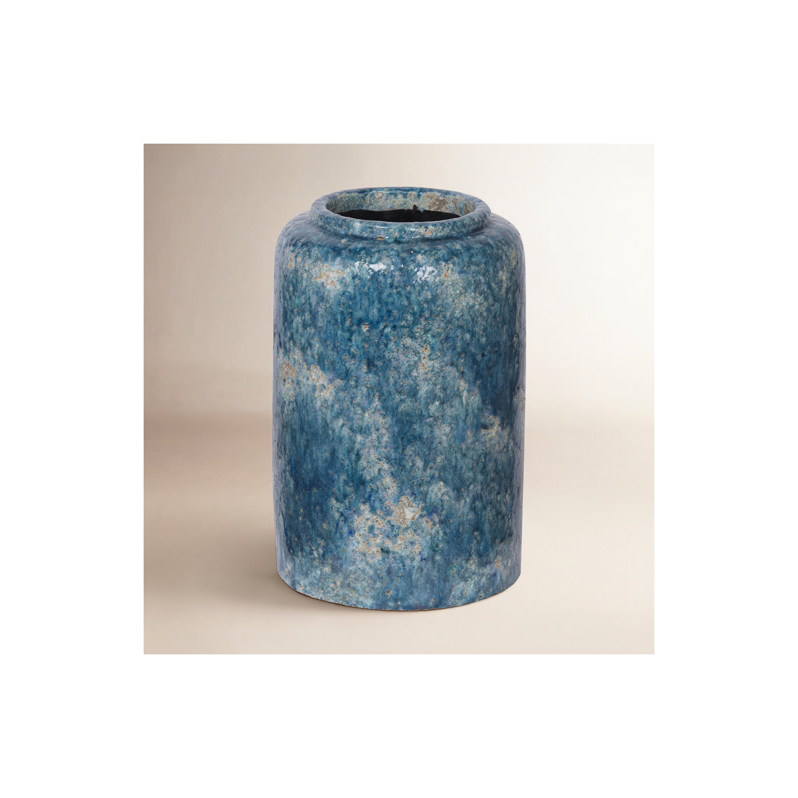 Duke Handmade Terracotta Table Vase, 11.8" H x 7.9" W x 7.9" D, Blue