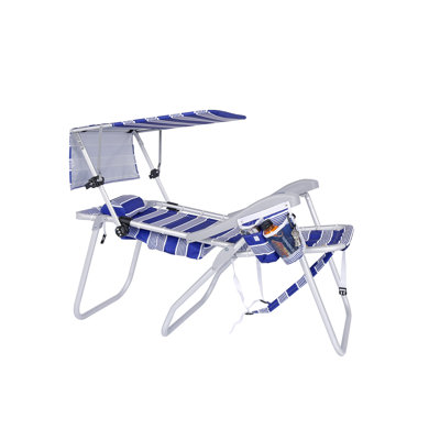 Ultimate Heavy Duty High Seat Aluminum Folding Backpack Beach Chair for Adults | Lay Flat, 5 Reclining Positions | Removable Insulated Cooler Pouch & Canopy for UV Protection