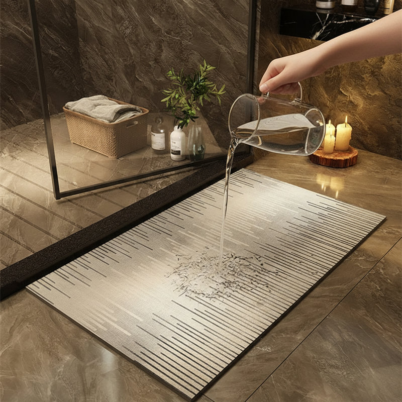 Tapis de salle de bain en pierre Diatomaceous Earth