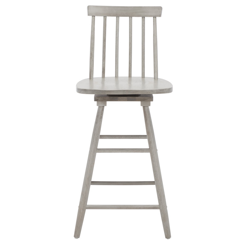 Abdoulaziz Swivel Solid Wood Counter Stool, Gray