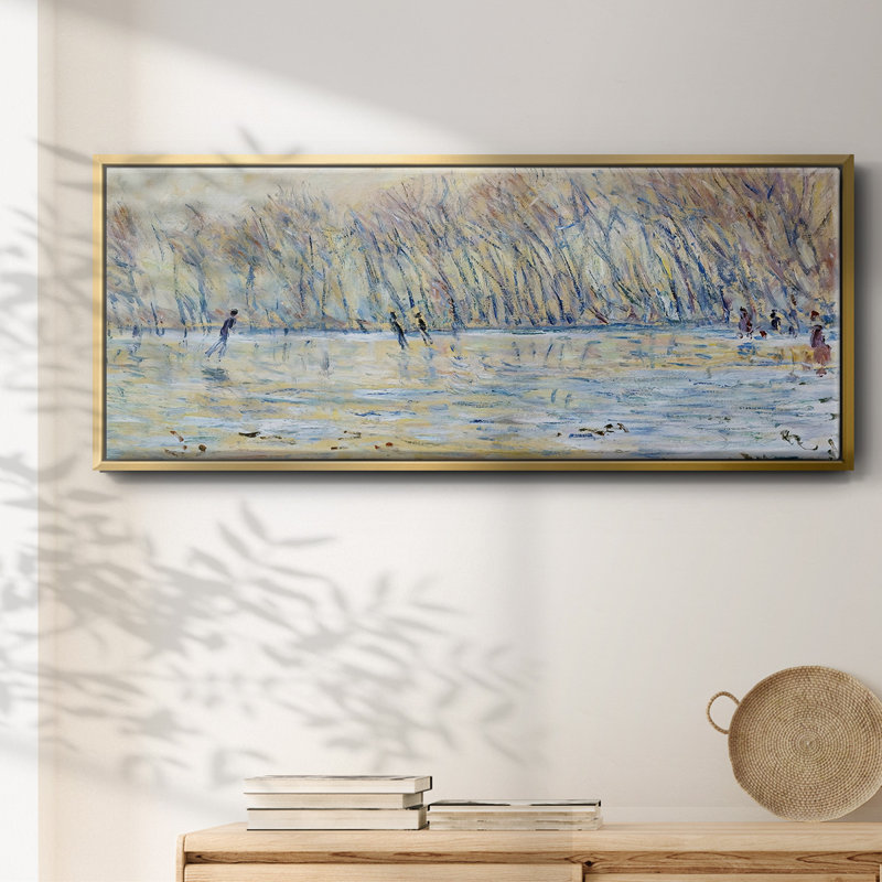 Skaters at Giverny, 1899, reproduction d'art sur toile, H 8 po x l 20 po x P 1,5 po, Toile avec cadre doré