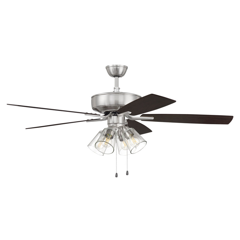 52'' Ceiling Fan with Light Kit, Brushed Polished Nickel