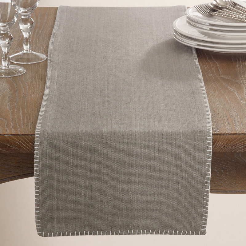 Ivara Whip Stitched Table Runner, Gray