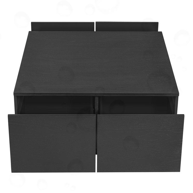 Table basse carrée à 4 tiroirs, Noir