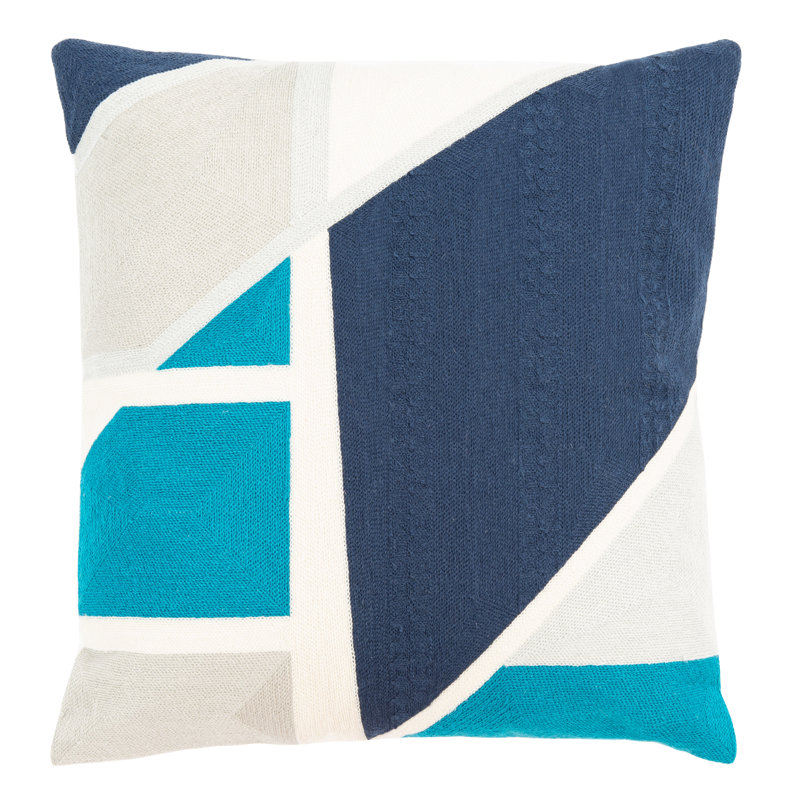 Ellania Blue and Gray Abstract Cotton Blend Throw Pillow