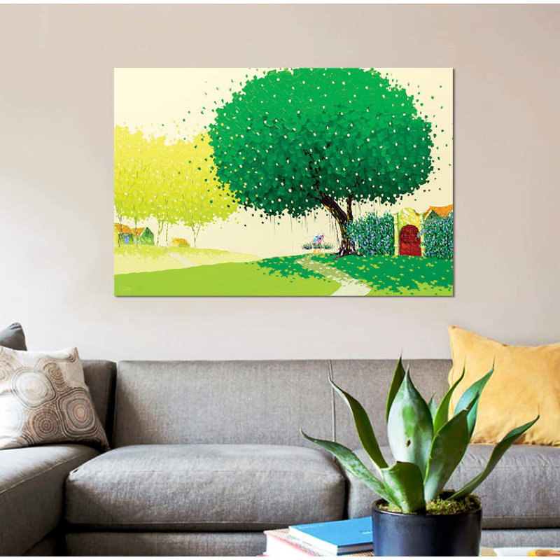 « summer landscape », impression sur toile tendue, H 8 po x l 12 po x P 0,75 po, Pas de tapis, Toile tendue