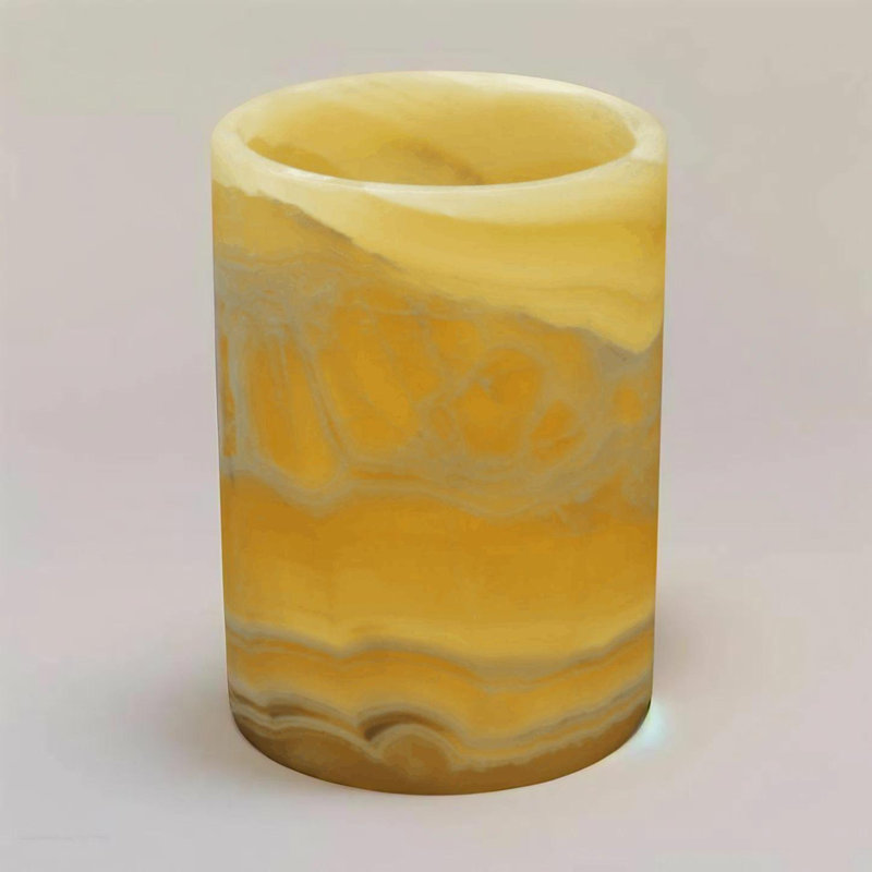 Onyx Candle Holder, Honey, 6" H x 4" W x 4" D