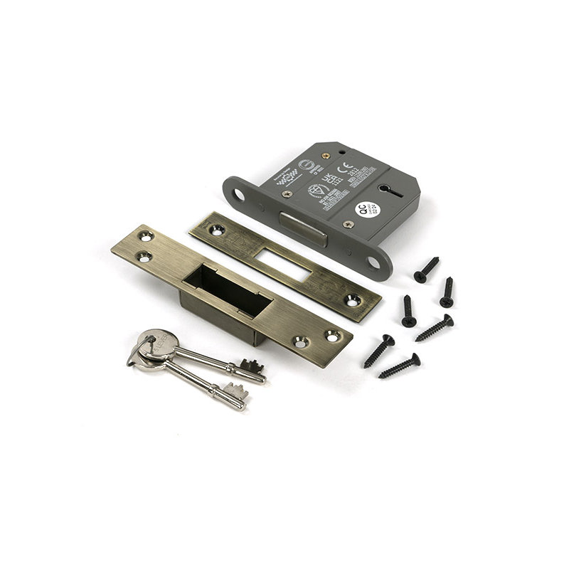 Lever BS Dead Lock, Aged Brass