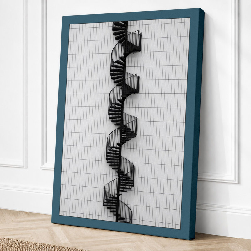 Six Spinning Gears Industrial - Wrapped Canvas, 30x20 - 76.2 x 50.8 cm, Teal Border