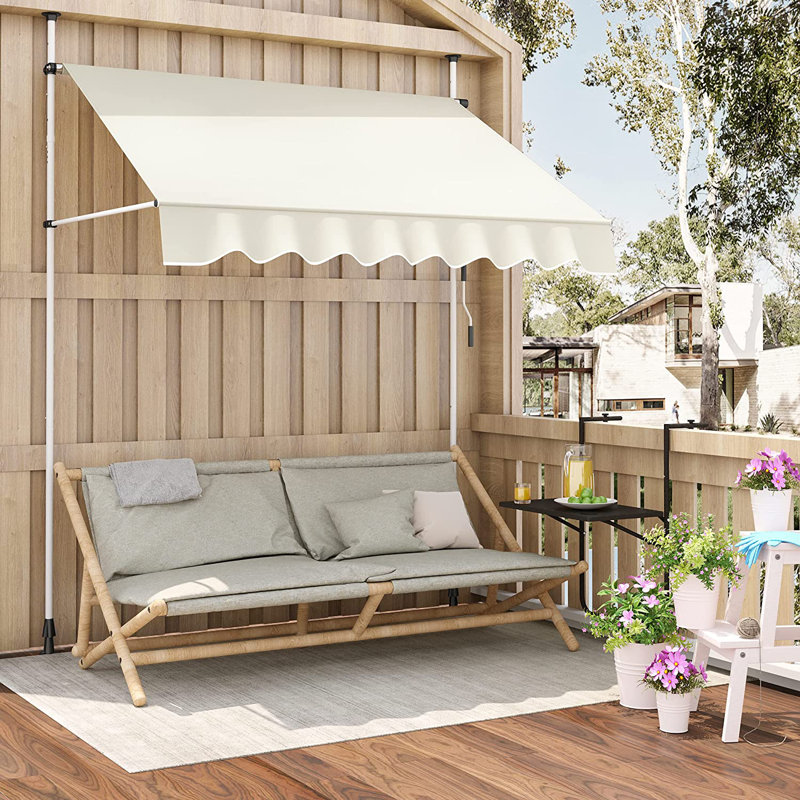 Dakota Fields 300cm W x 120cm D Polyester Cover Retractable Patio Awning, Beige