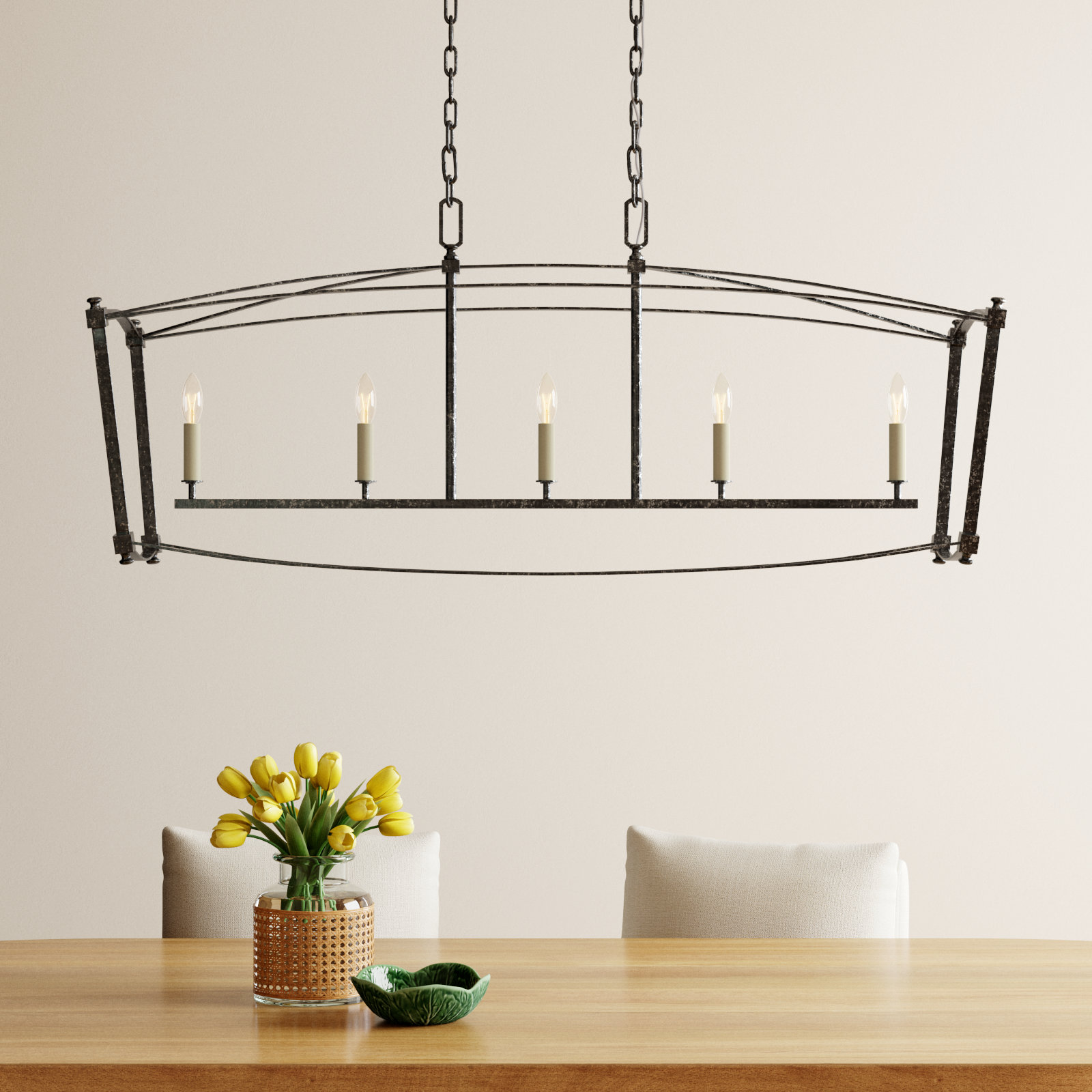 Olive Dimmable 5-Light Pendant, Smith Steel