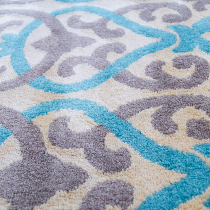 Tapis bleu area damassé Pellston, Rectangle 5 pi x 6 pi 11 po