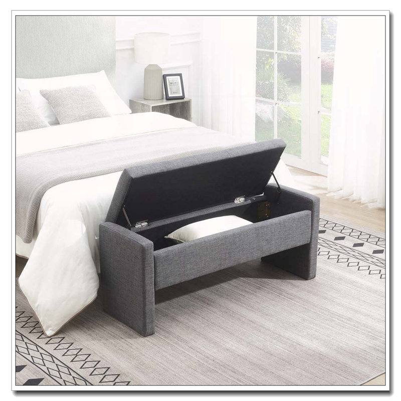 Banc de lit moderne avec rangement, Gris foncé