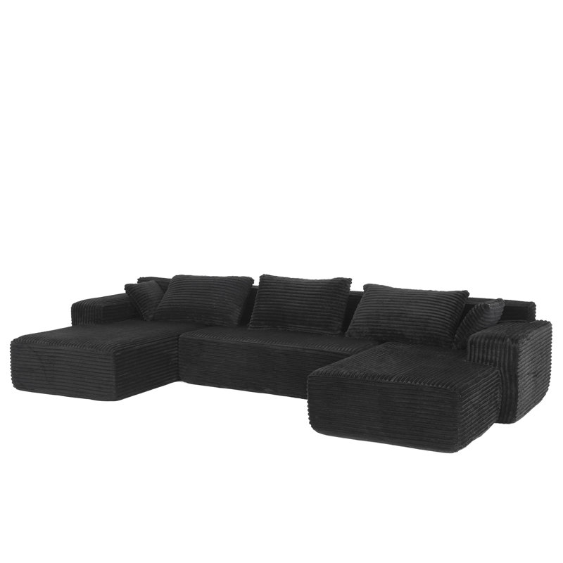 Canapé modulaire en velours côtelé en forme de U Boneless, Noir