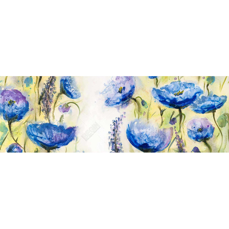 Jardin bleu - Toile florale beige pour la décoration intérieure | Reproduction d'art