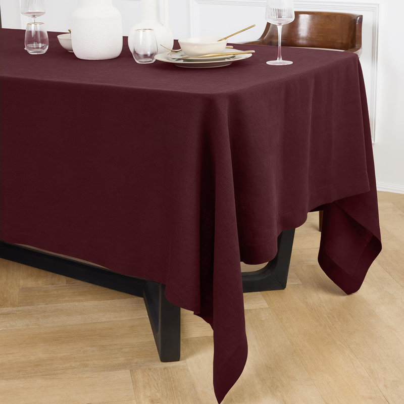 Sonoma - 100% Pure Linen Tablecloth (Prewashed), 108" x 70", Burgundy