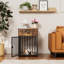 Mobilier de cage pour chien, niche pour chien, chenil décoratif avec tiroir, table de bout pour cage intérieure pour petit chien, cage pour chien en fer, à l'épreuve des mâchoires
