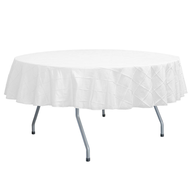 Ultimate Textile Embroidered Pintuck Taffeta Tablecloth White, 72" Round, 10
