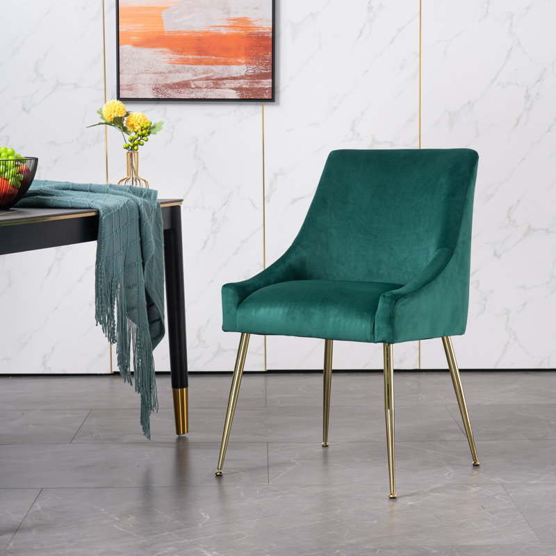 Chaise rembourrée en velours Ceilean, Vert