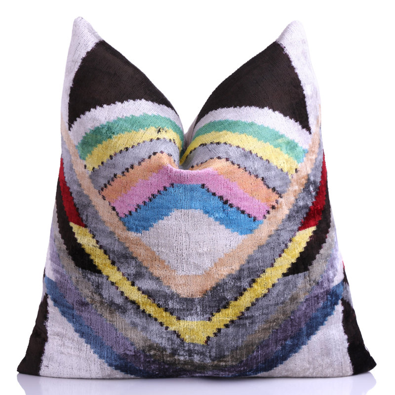 Coussin en velours à chevrons - 16 x 16 po | Fabrication artisanale