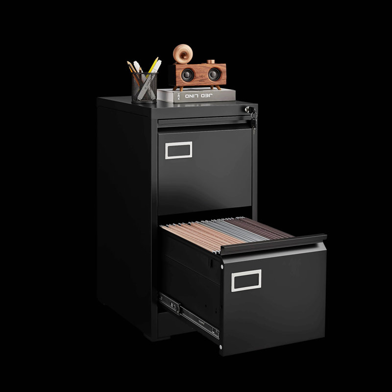 Classeur vertical à 2 tiroirs avec serrure, classeur vertical en métal pour bureau personnel
