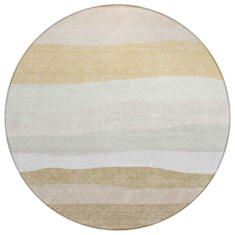Machine Washable Indoor/Outdoor Xhevrie Wheat Rug