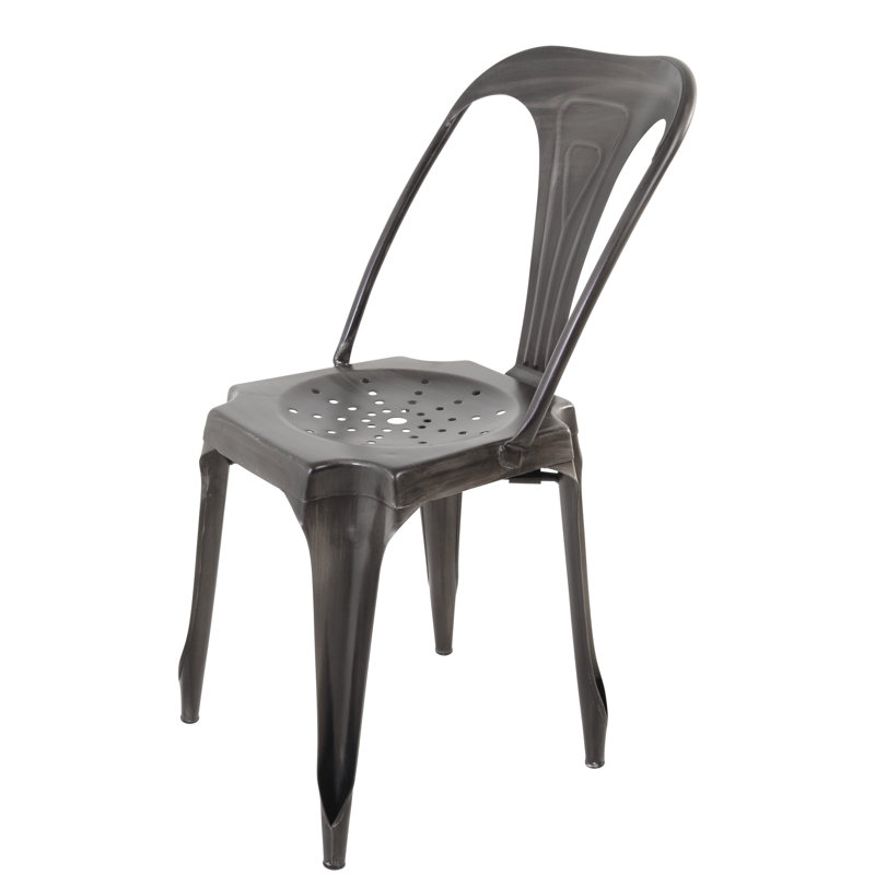 Burnett 45 cm H Slat Back Dining Chair, Grey