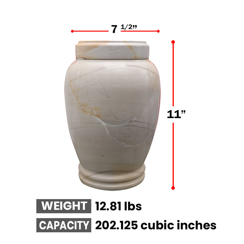 Decorative Marble Cremation Urn For Adults, Marbled Pattern, Large Capacity, Teak