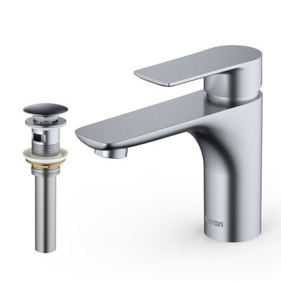Karran Kayes Single Handle Single Hole Bathroom Faucet With Matching Pop-up Drain