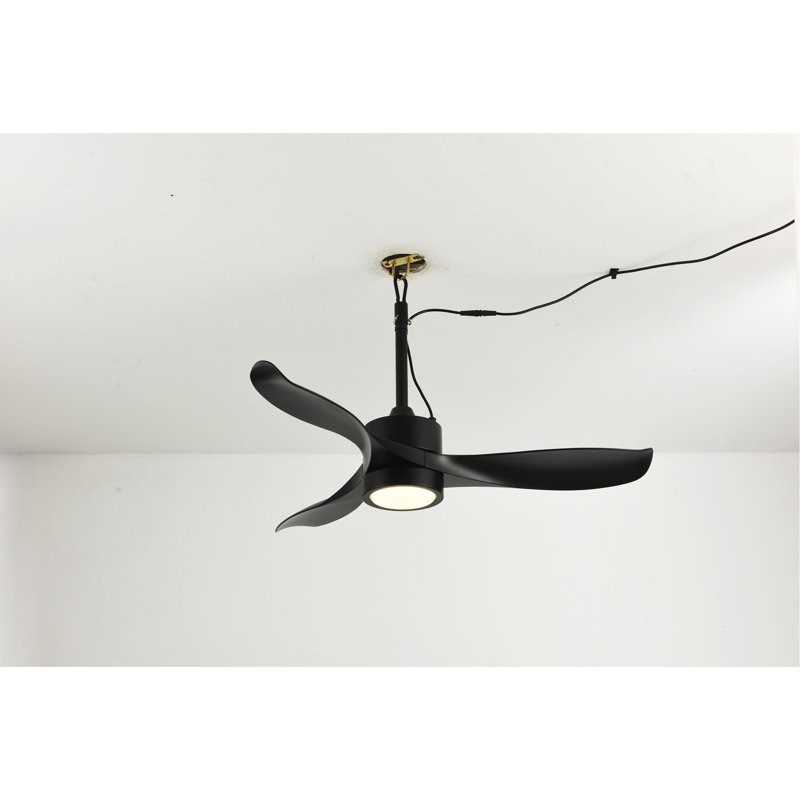 42"  Outdoor Ceiling Fan with LED Light ,Remote Control,Quiet DC Motor 6 Speed Levels,Adjust Height( 3 PCS Rod) Reversible Ceiling Fan, for Outdoor Use .(Matte Black)