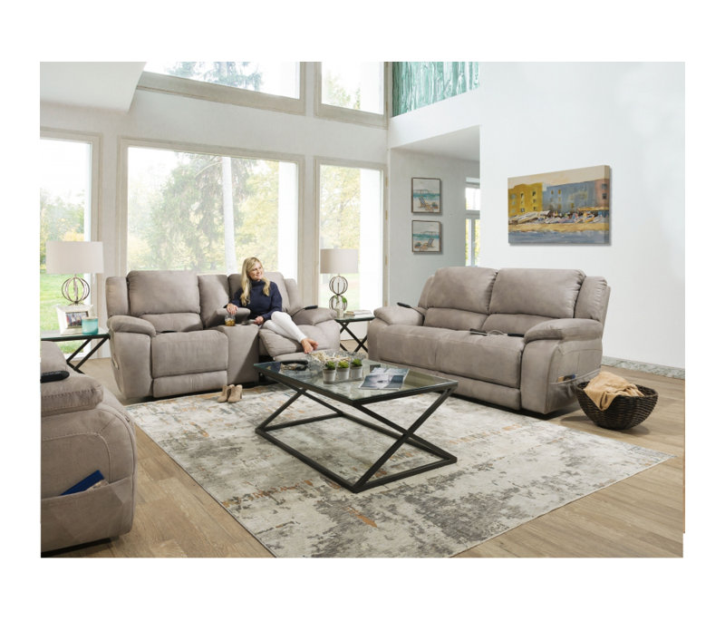 Maxwill 84'' Upholstered Power Reclining Loveseat, Tan Polyester