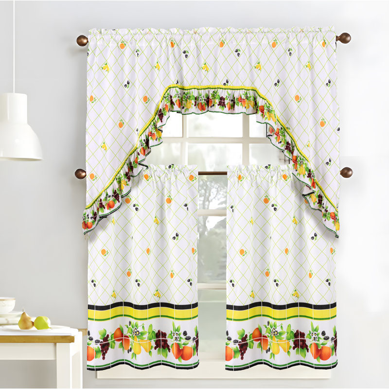 Meaux Ruffle Fruit Medley Kitchen Curtain Set