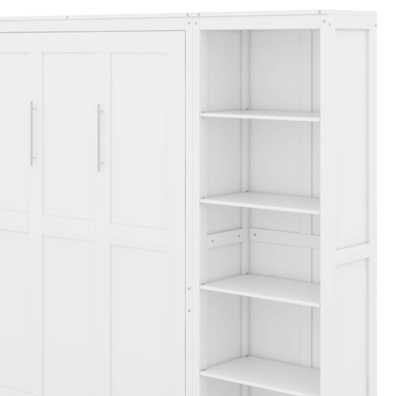 Grand lit escamotable avec tablettes, Blanc