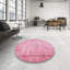 Tapis floral en laine rose clair-584679379