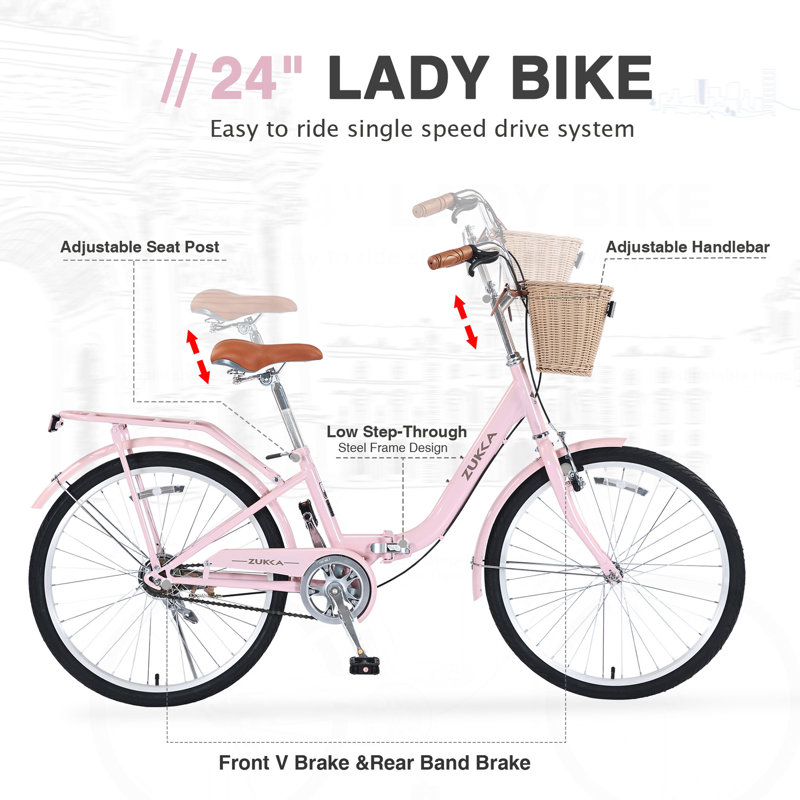 Vélo pliant à vitesse unique de 24 pouces, cadre en acier durable, conception compacte pour faciliter le rangement et les déplacements