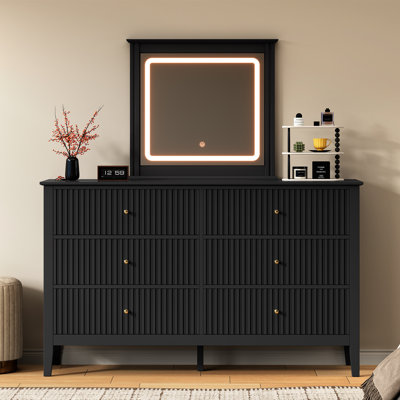 Commode 6 tiroirs avec miroir lumineux
