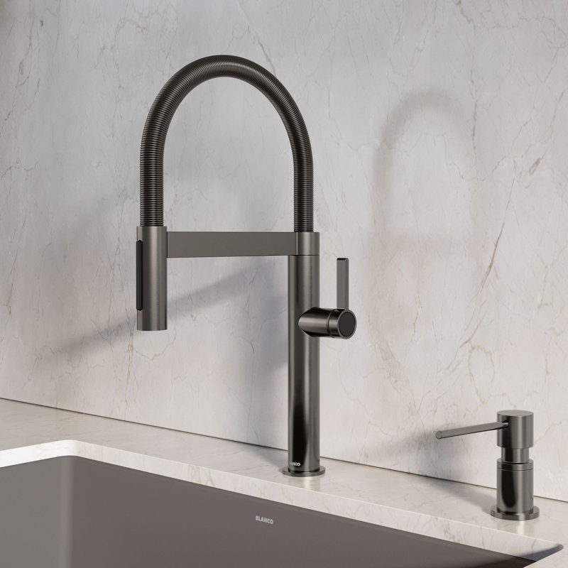 Robinet de cuisine à double jet Culina Mini II - Acier satiné foncé, Acier satiné foncé