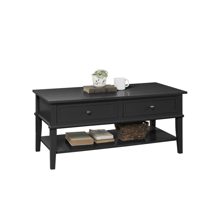 Clarice Four Leg Coffee Table with Storage, Black